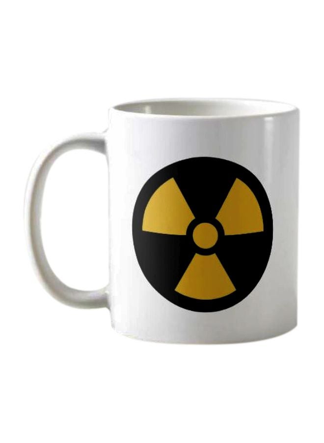 1st Piece Nuclear Sign Printed Coffee Mug White/Black/Yellow 325ml - Image 1
