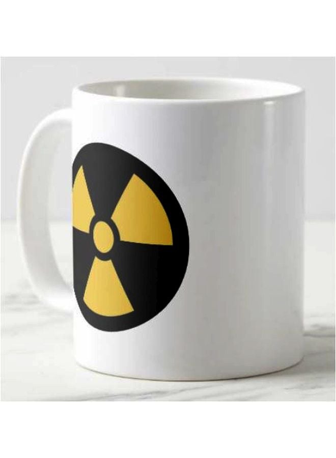 1st Piece Nuclear Sign Printed Coffee Mug White/Black/Yellow 325ml - Image 2