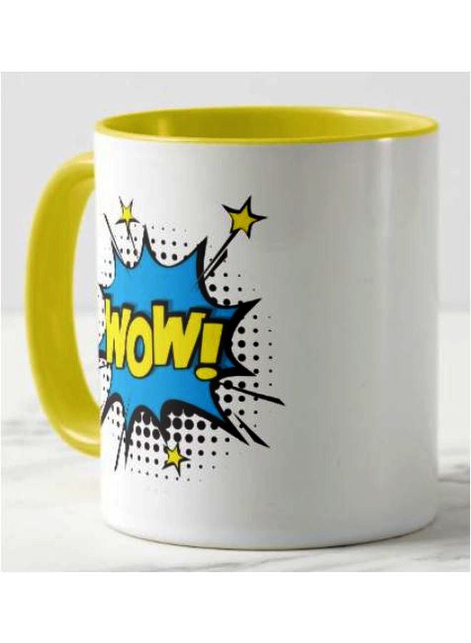 1st Piece Wow Printed Coffee Mug Yellow/White/Blue 325ml  - Image 2