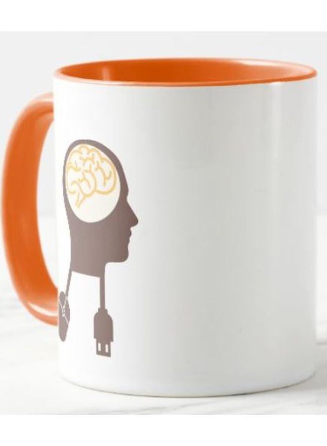 فرست بيس مج بطبعة تعبر عن تكنولوجيا العقل أبيض/ بني/ برتقالي - Image 2