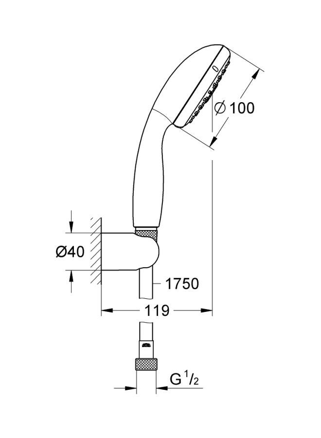 Grohe Tempesta 100 Hand Shower With Holder - 2 Jets Chrome - Image 2