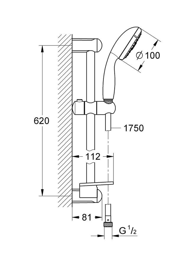 Grohe Tempesta 100 Hand Shower Rail Set - 4 Sprays Chrome - Image 2