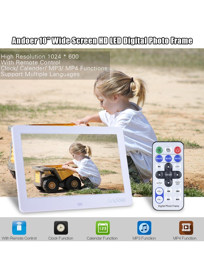 ANDOER 10-Inch HD Digital Photo Frame With Infrared Remote Control White  - Image 4