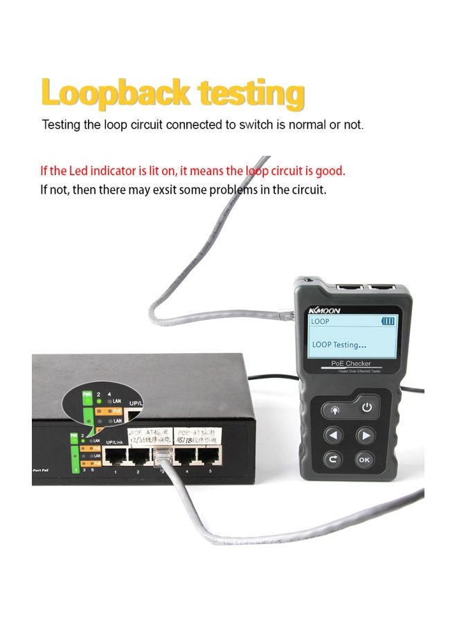 KKmoon Multifunctional LCD Network Cable Tester Grey/Black 22.5x4x11cm  - Image 3