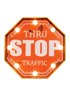 Stop Thru Traffic Dubai LED Light Retro Art Sign Metal Plate Multicolour