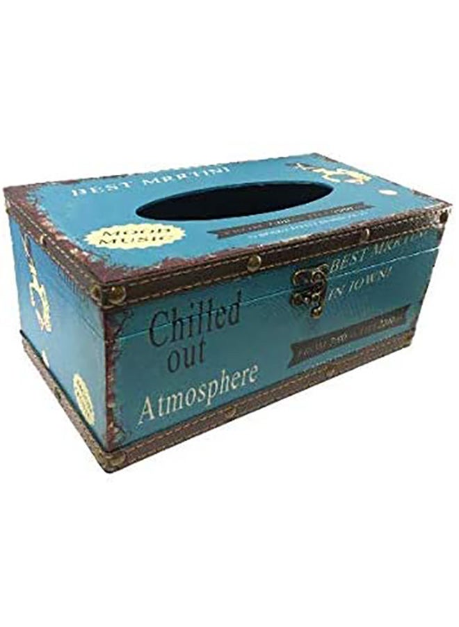 Vintage American Style Tissue Box Blue 