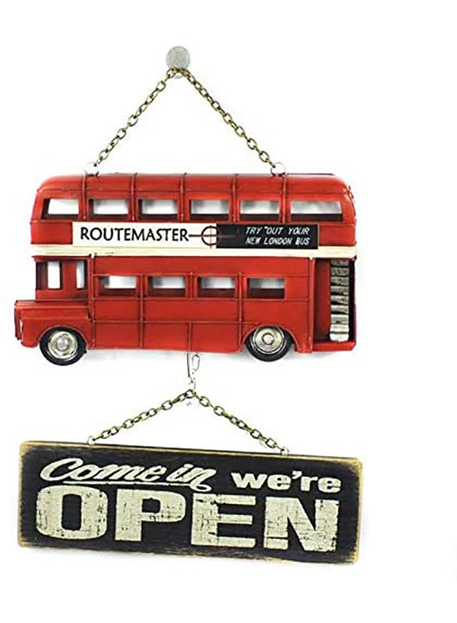 Vintage Open Closed Door Sign Hanging Metal Plate Multicolour - Image 1