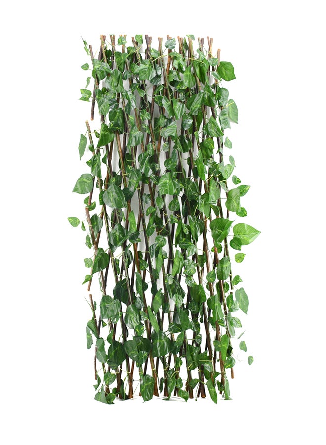 DRAMA HOME - Artificial Plant Leaves Wooden Fence Green - Image 1