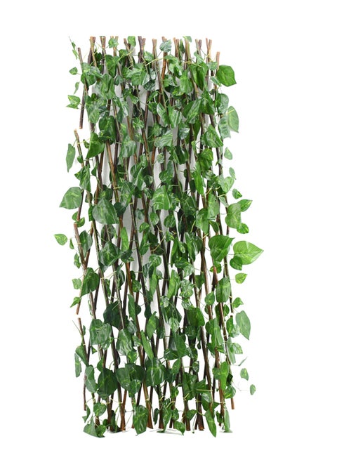 Artificial Plant Leaves Wooden Fence Green