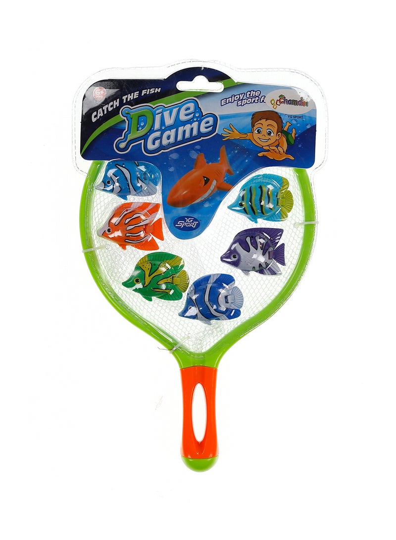 Chamdol - 6-Piece Catch The Fish In The Net Set With Badminton Net - Assorted - Image 1