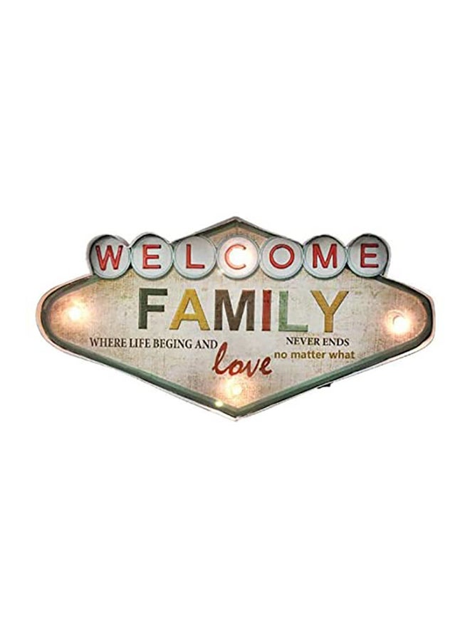 Vintage Welcome Family Love Metal Sign For Decor Multicolour