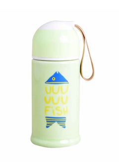 Shuer Ceramic Color Glaze Straight Body Handy Bottle With Plastic Sling Cover Green  - Image 1