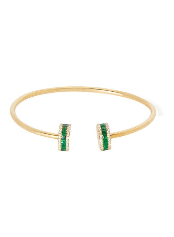 18 Karat  Gold Diamond Bangle With Emerald - v1597931325/N39769997A_1