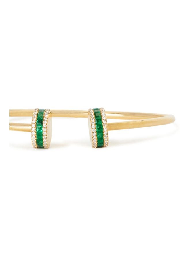 18 Karat  Gold Diamond Bangle With Emerald - v1597931325/N39769997A_2