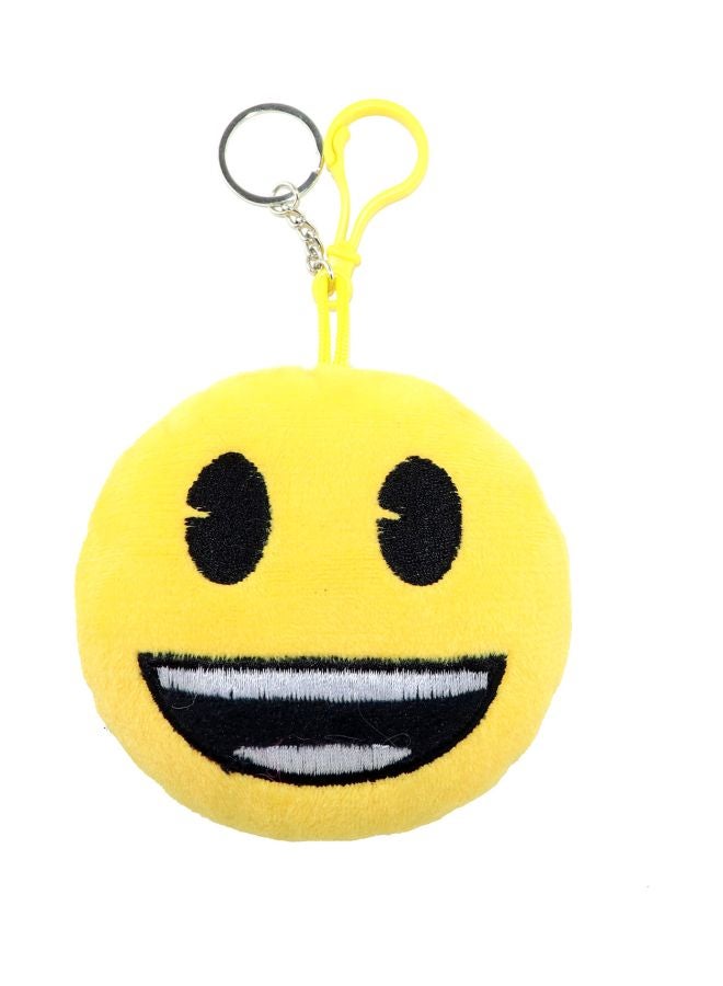 Emoji Smiley Themed Plush Key Ring Yellow/Black/White - Image 1