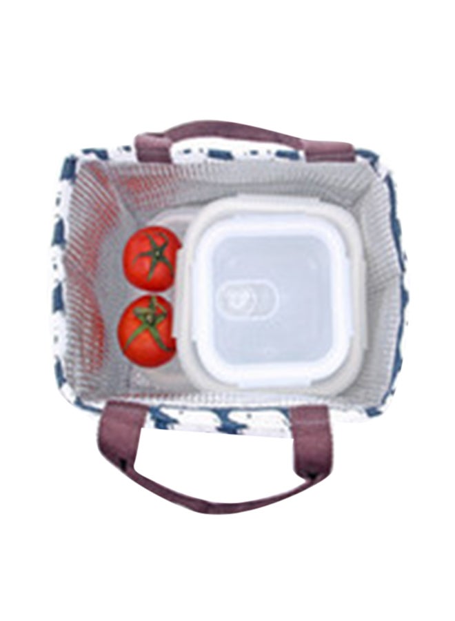CYTHERIA Printed Insulated Canvas Lunch Bag fabric White 23x20x16cm  - Image 3