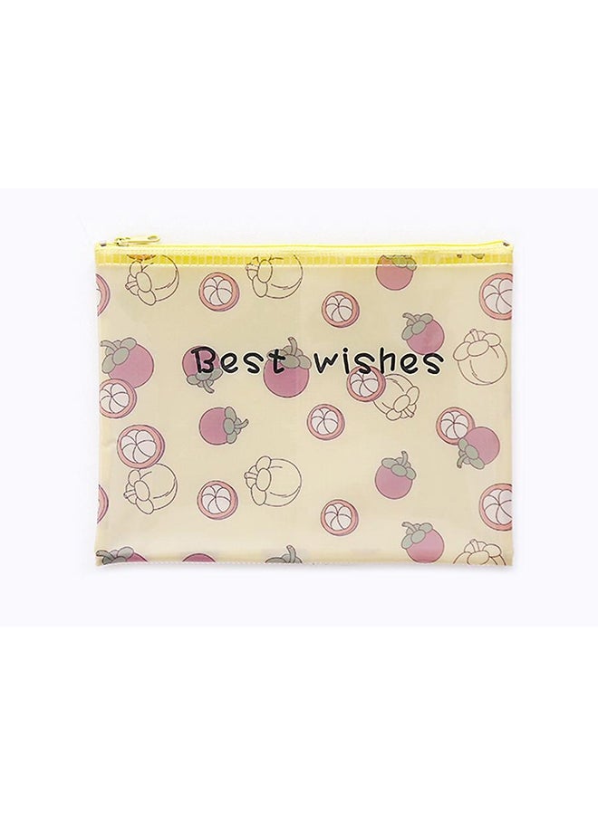 Generic Mangosteen Fruit Printed A5 Document Holder Beige/Purple 