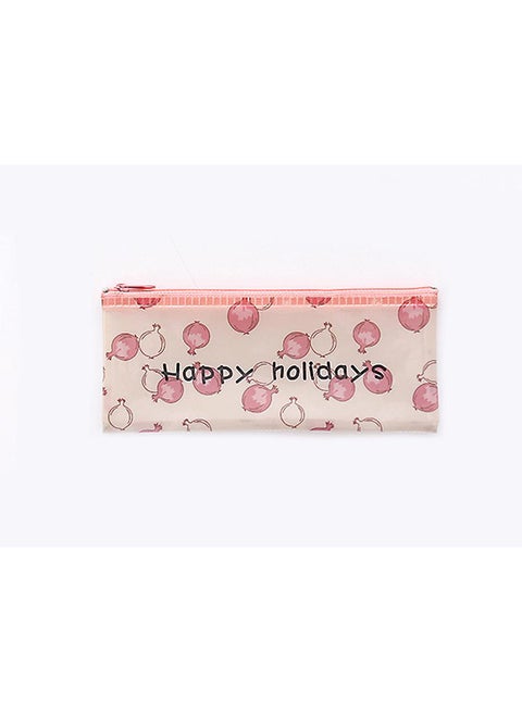 Pomegranate Fruits Printed B6 Document Holder Pink