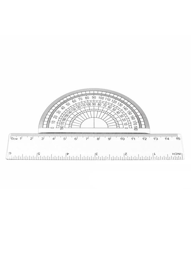 Generic - 4-Pieces Clear Plastic Math Geometry Tool Ruler Set White - Image 1