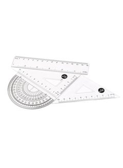 Generic 4-Pieces Clear Plastic Math Geometry Tool Ruler Set White  - Image 3