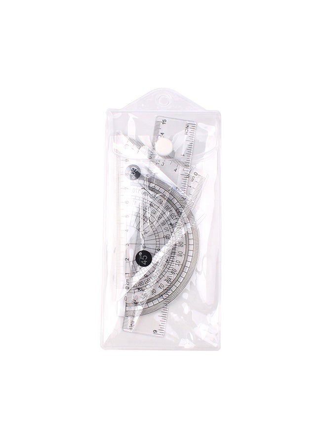 Generic - 4-Pieces Clear Plastic Math Geometry Tool Ruler Set White - Image 1