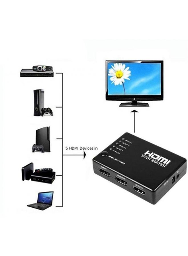 سويتش HDMI بتصميم 5 في 1 وجودة 4K أسود - Image 2