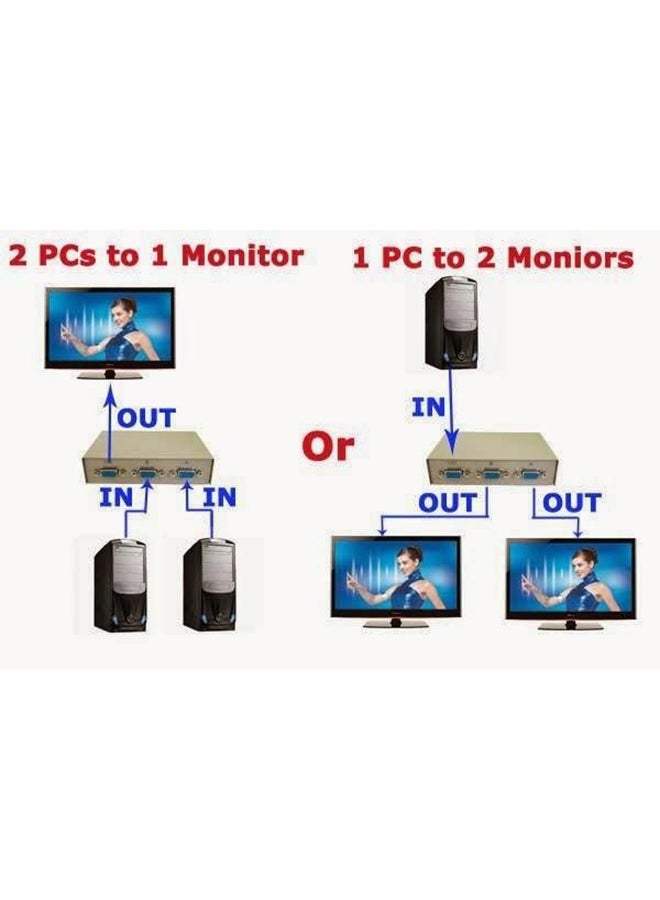 2-Ports VGA Switch TV Box Adapter Black/White/Blue - Image 4