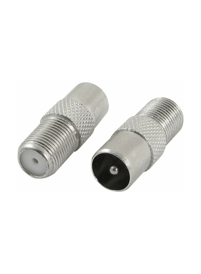 TV Satellite Antenna Rf Coax F To Pal Connector Silver