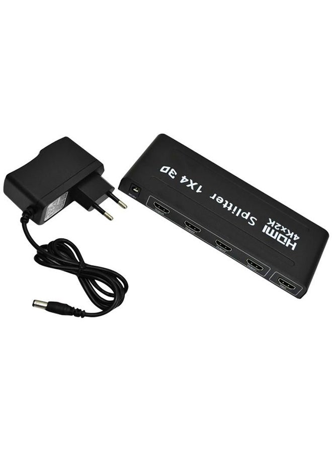 مجموعة مقسم بجودة 4K بـ 4 منافذ HDMI مع قابس من قطعتين أسود - Image 1