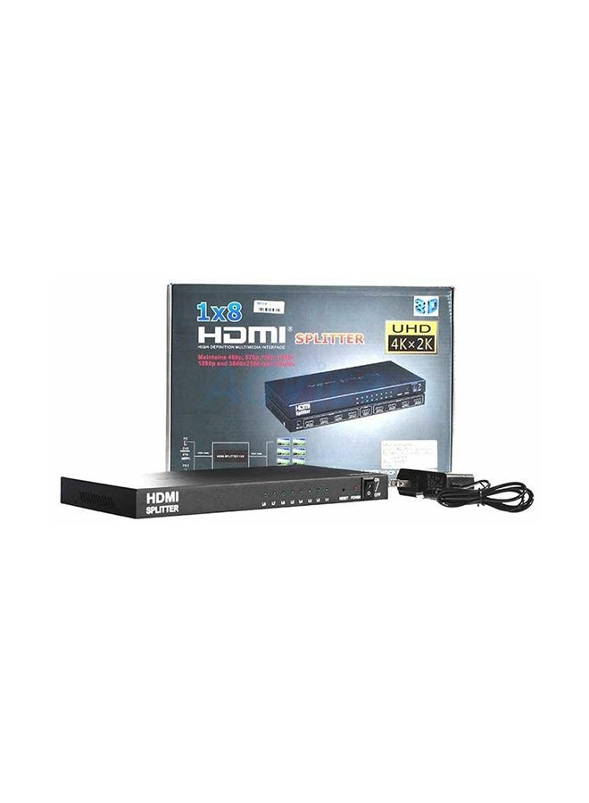 8-Port 3D HDMI Splitter Box Black