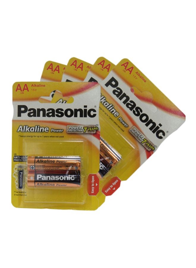 Panasonic 10-Piece LR6 AA Alkaline Power Battery Black/Gold - Image 1