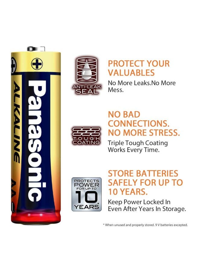 Panasonic 10-Piece LR6 AA Alkaline Power Battery Black/Gold - Image 4