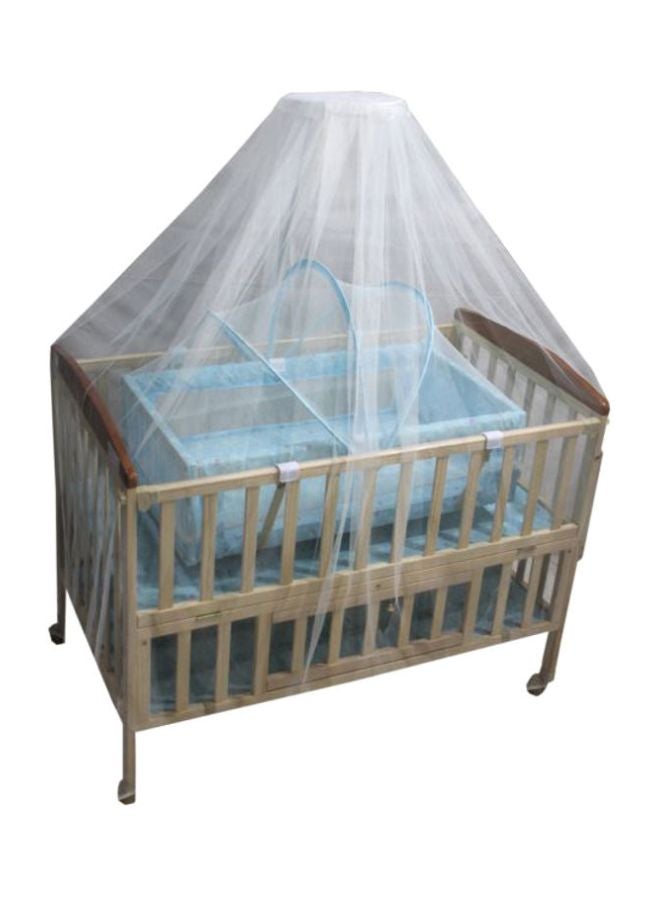Baby love Wooden Bed With Mosquito Net - Multicolour - Image 1