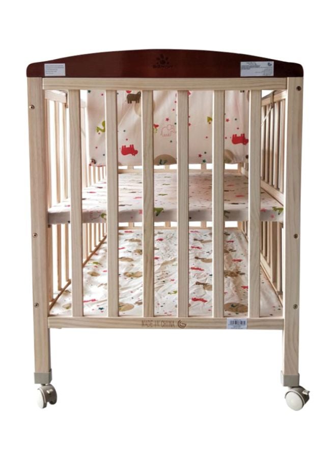 Baby love Wooden Bed With Mosquito Net - Multicolour - Image 2