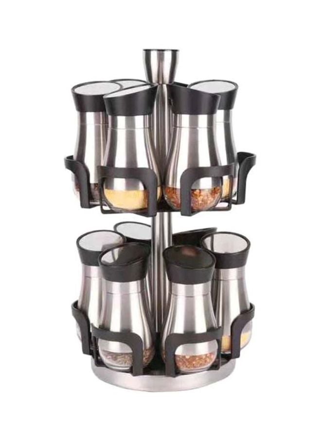 ALMUFARREJ 12-Piece Spice Bottle Set Clear/Silver 10centimeter