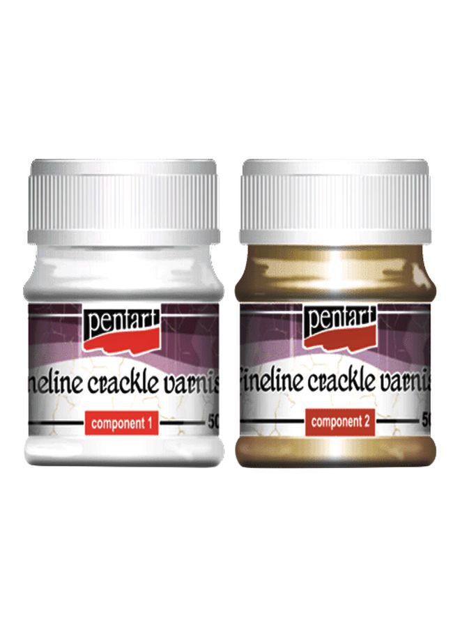 بينتارت طقم مكون من قطعتين من طلاء Fineline Crackle Varnish أبيض/ذهبي