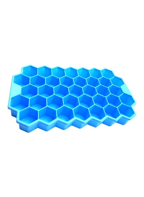 37-Honeycomb Silicone Ice Cube Tray With Lid Blue/Clear 20x12cm