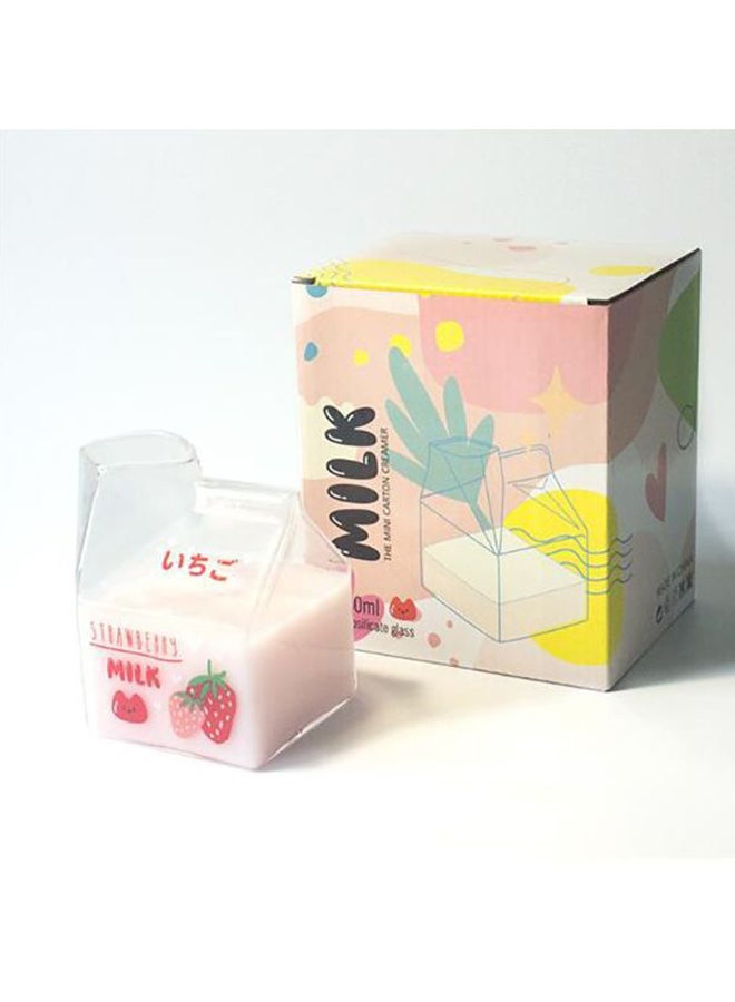 سابو كوب ماء بطبعة "Strawberry Milk" شفاف/ أحمر/ وردي 9.5x7.3x7.3سم - Image 2