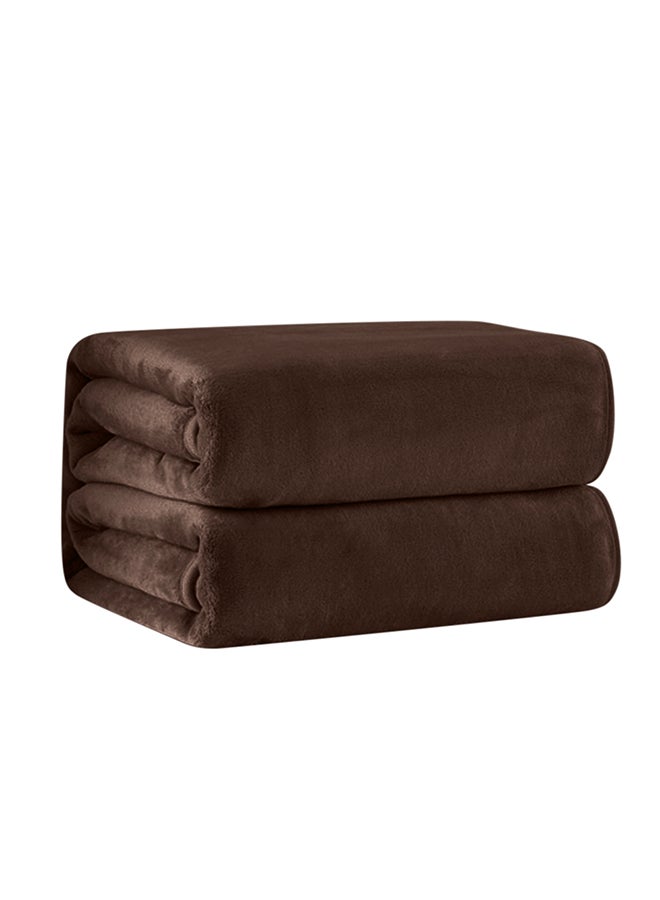 Flannel Fleece Bed Blanket Combination Coffee 1000x1200mm - Image 1
