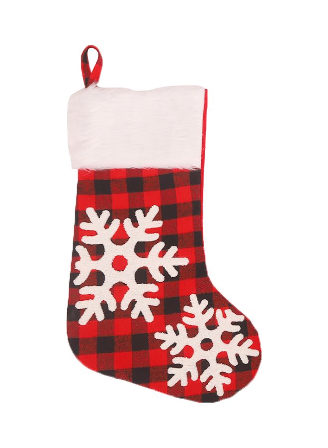 Beauenty Snowflake Designed Christmas Stocking Red/Black/White 50x29cm  - Image 1