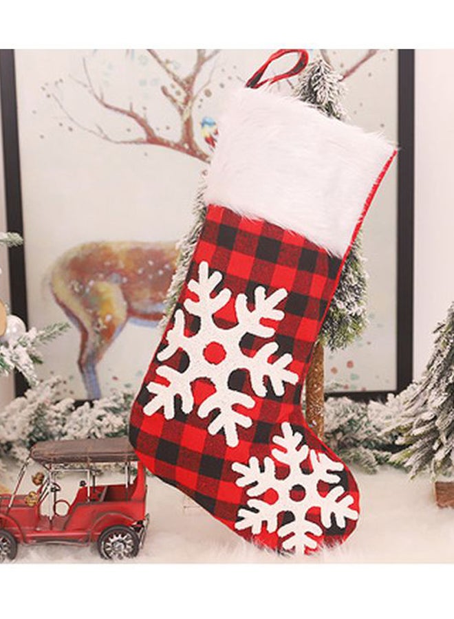 Beauenty Snowflake Designed Christmas Stocking Red/Black/White 50x29cm  - Image 2