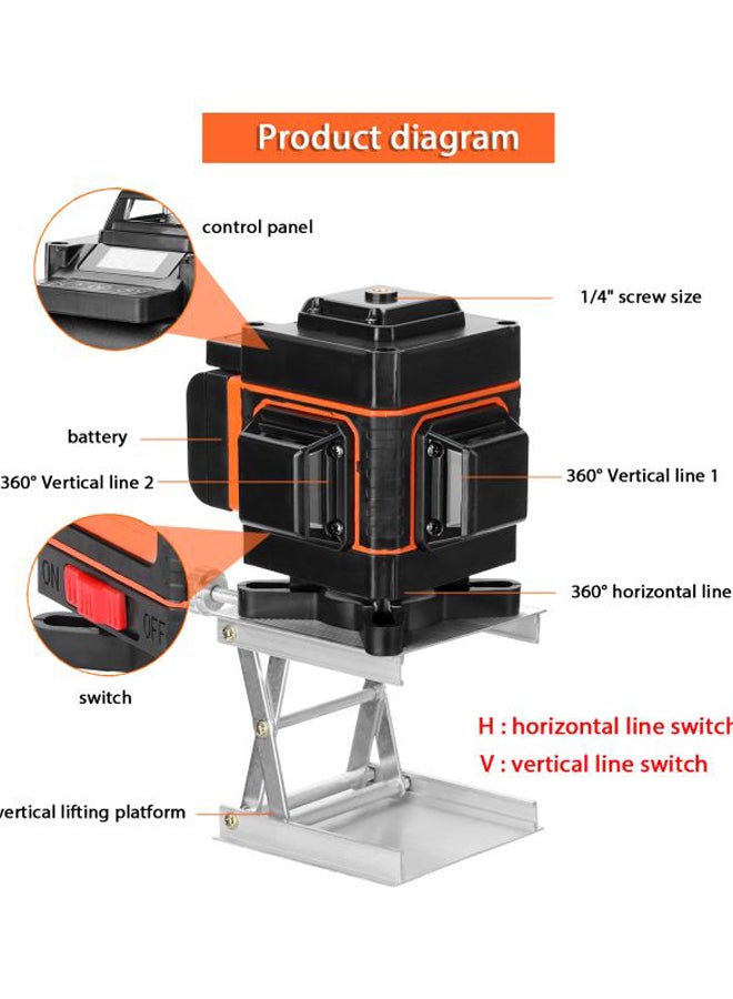 Multifunctional 12 Lines Level Tool Black/Orange 25.5x16.5x22.5cm - Image 4