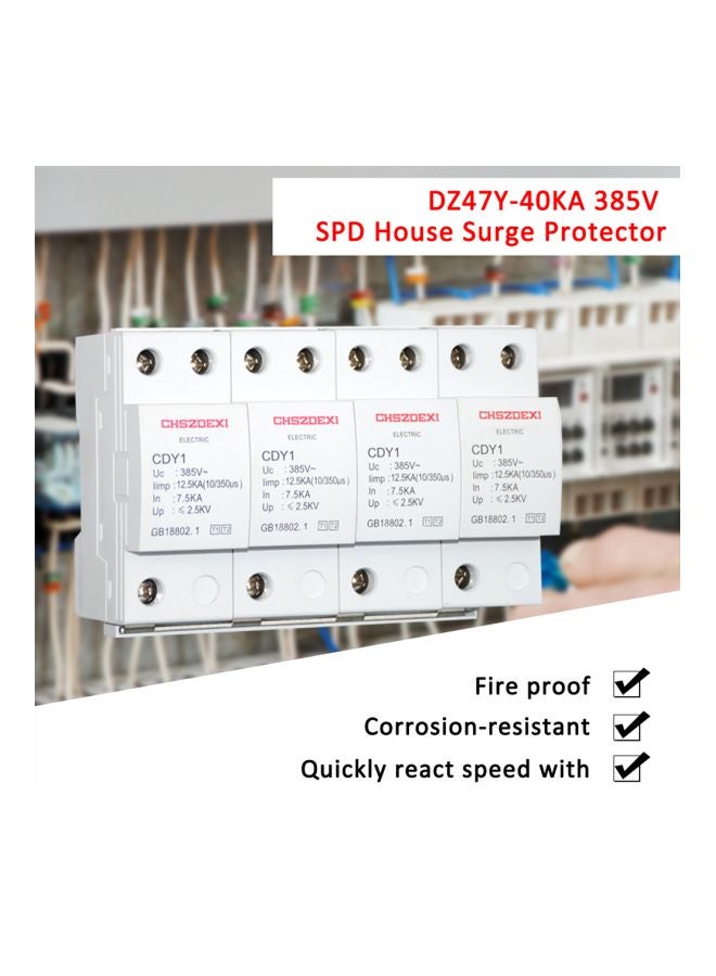 4-Piece House Surge Protector White 9.6x14.4cm - Image 3