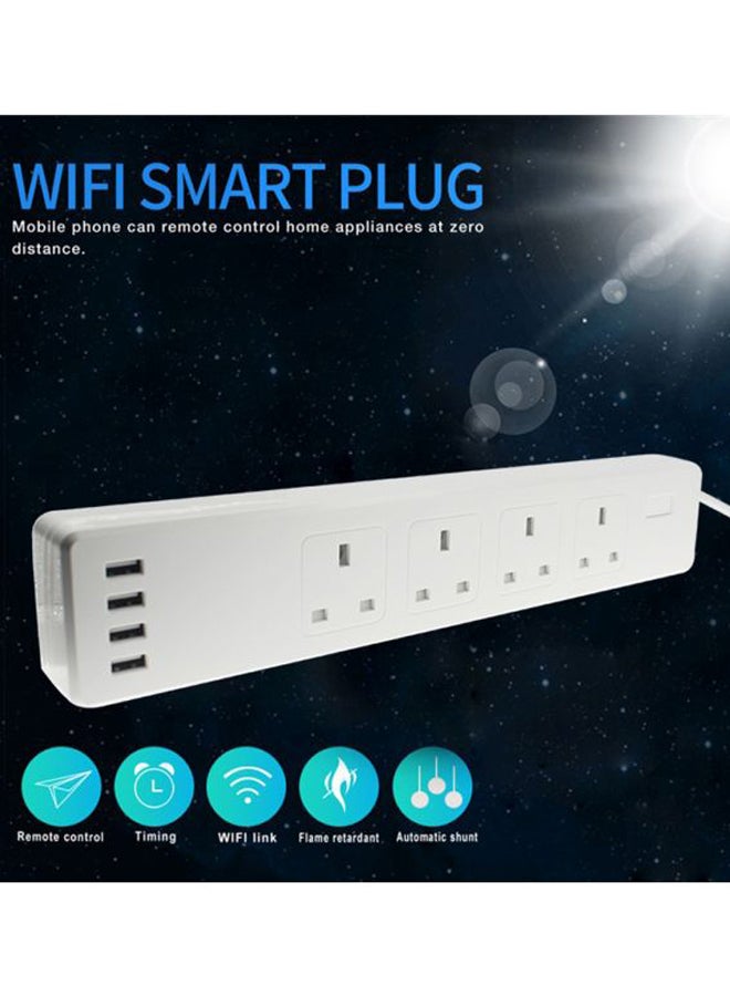 Wi-Fi Smart Plug Surge Protector Multi Outlet White 37.6x6.6x8cm  - Image 2