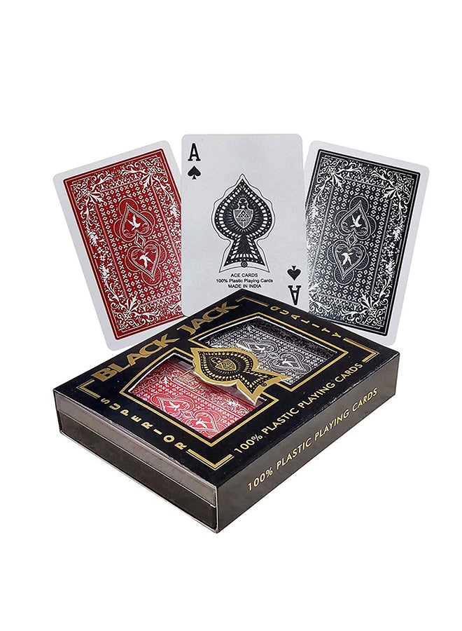 لعبة بطاقات لعب مقاس 6.3x8.8x2.2 بلون أسود/أحمر 6.3x8.8x2.2سم - Image 2