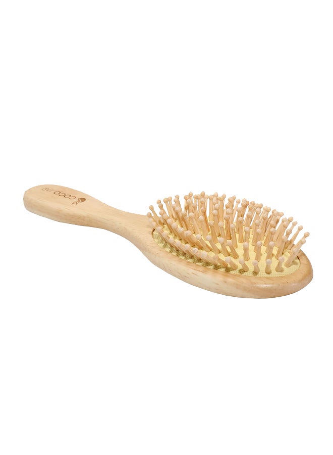 Coco Jar Round Shaped Bamboo Hair Brush Brown/Yellow 25x10cm  - Image 2