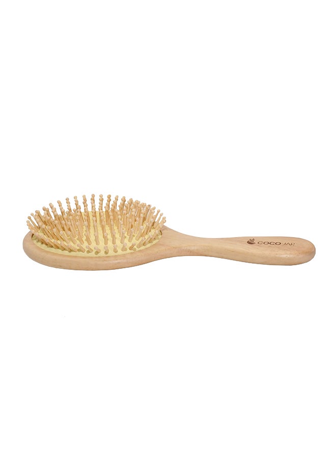 Coco Jar Round Shaped Bamboo Hair Brush Brown/Yellow 25x10cm  - Image 3