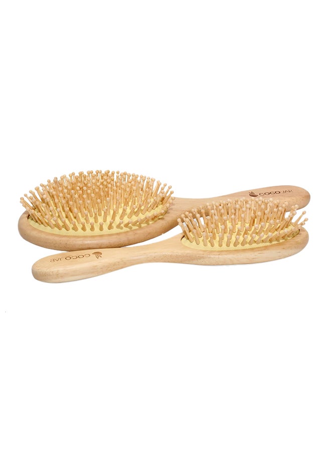 Coco Jar Round Shaped Bamboo Hair Brush Brown/Yellow 25x10cm  - Image 4