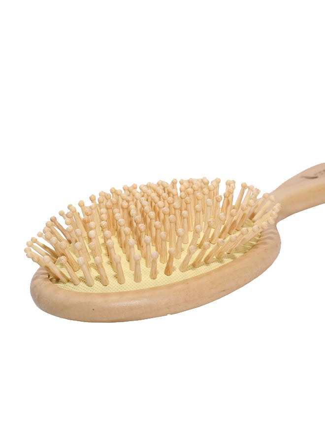 Coco Jar Round Shaped Bamboo Hair Brush Brown/Yellow 25x10cm  - Image 5