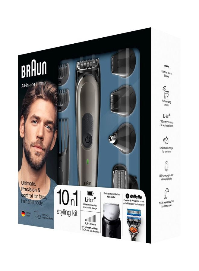 BRAUN 10-In-1 Trimmer And Razor Styling Kit Black/Grey/Orange - Image 2